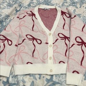 Celebrity Pink Bow Patterned Cardigan